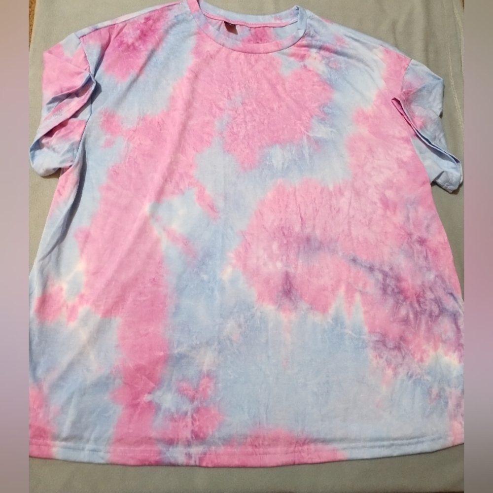 NWOT Women's Tie-Dye T-Shirt - Pink and Blue